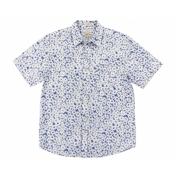 J.CREW Other - J Crew Classic Linen Blend Blue Floral Short Sleeve Shirt Mens M
